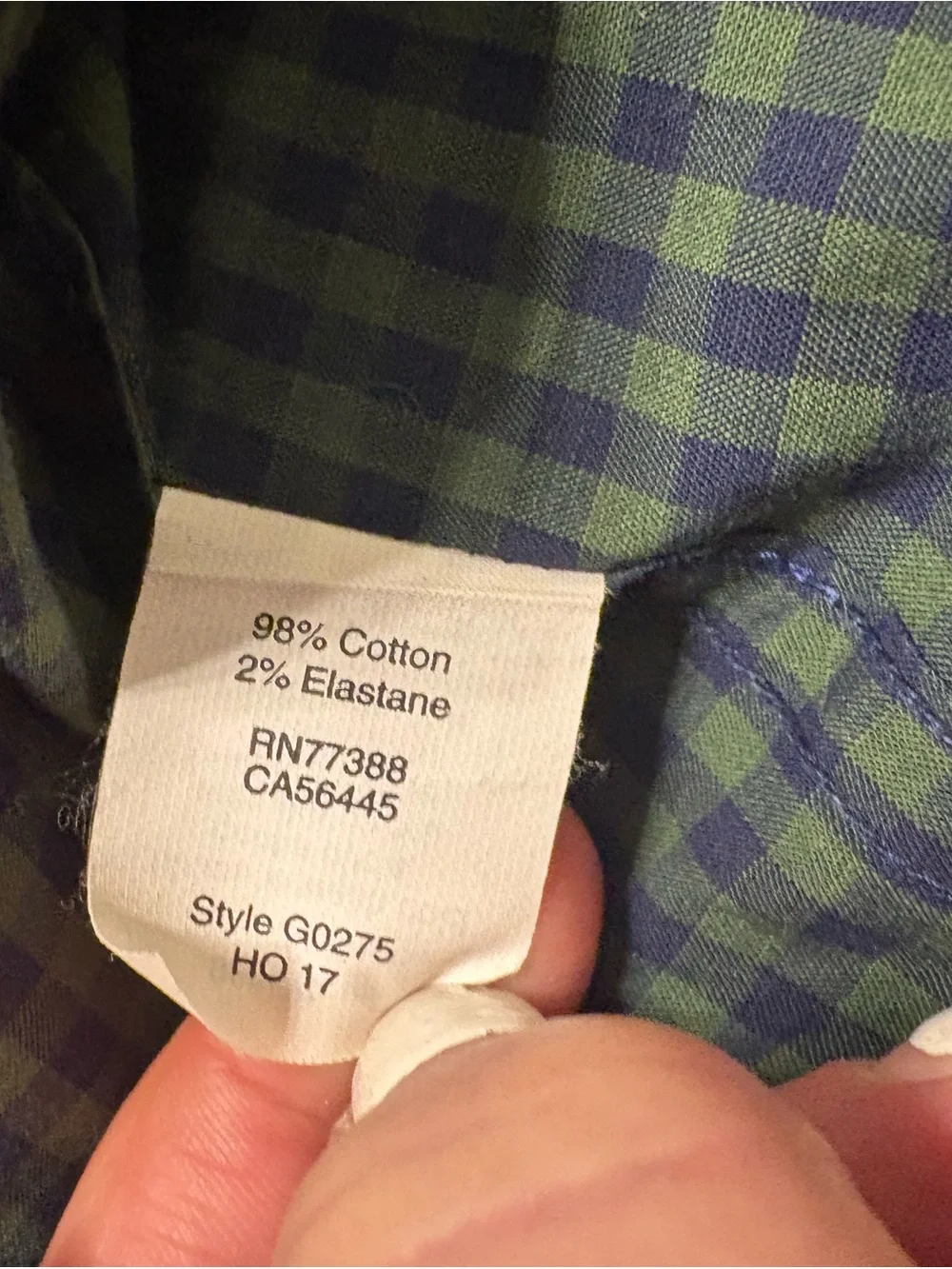 J. Crew Green and Navy Gingham Button-Down Shirt